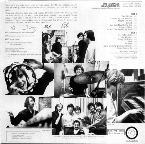 the Monkees Headquarters Back Cover